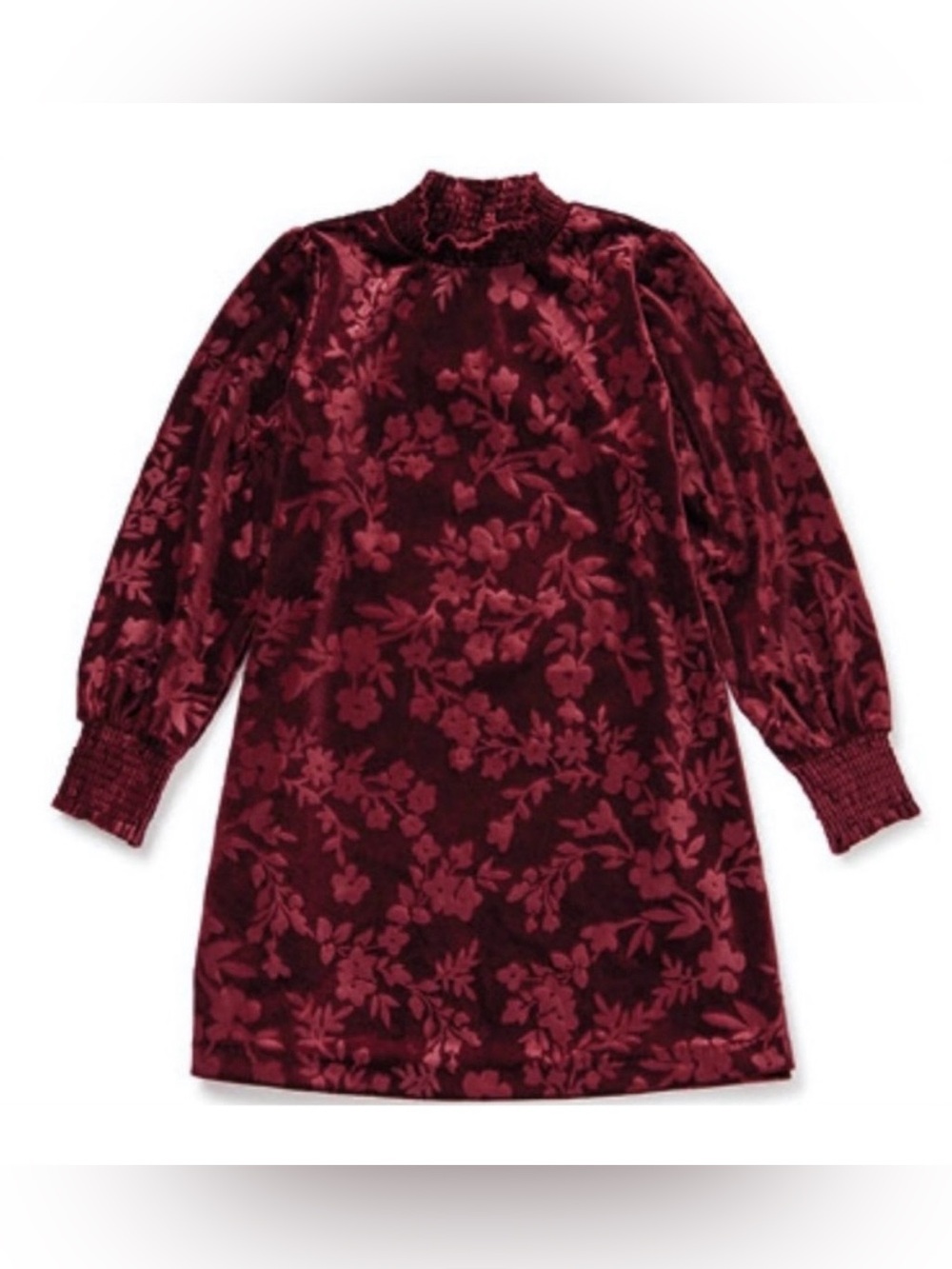 NWT Matilda Jane Girls Christmas Long Sleeve Velour Dress in Burgundy Red 4